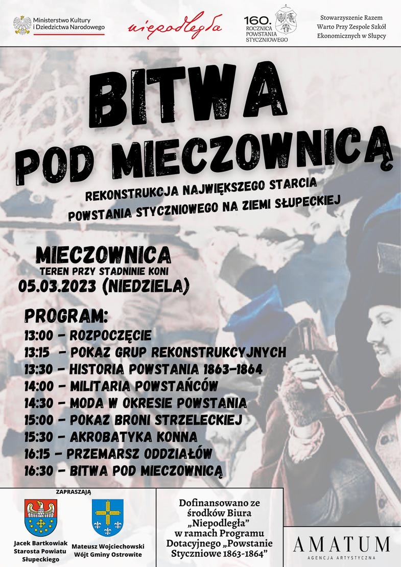 Harmonogram, plakat inscenizacji bitwy pod Mieczownicą